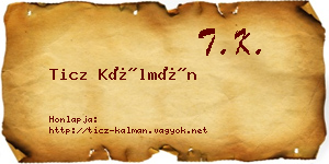 Ticz Kálmán névjegykártya
